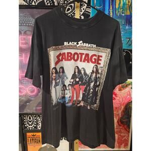 Rare Vintage 90s Black Sabbath Sabotage Double-Sided Tour Tee Size Large